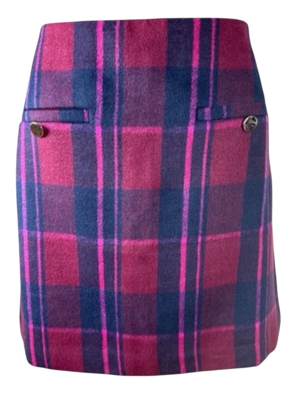 LOFT Plaid Wool Blend Skirt. So Soft! Hidden Side Zip, Lined, Size 2.